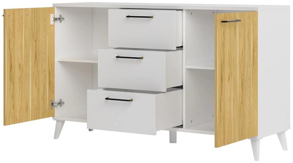 Komoda Barris 45 140 cm orech americký/biela