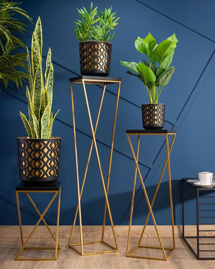 STOJAN NA KVETINÁČ LOFT7 70X24X24 CM ZLATÁ/ČIERNA