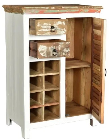 furniture-nabytek.cz - Masívna komoda Perth z recyklovaného dreva, lakovaná, biela/farbistá – 80×42×110 cm