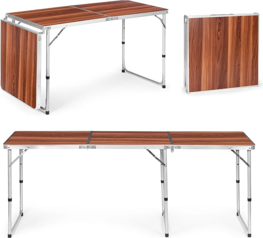 Skládací turistický stůl Veloca 180x60 cm hnědý