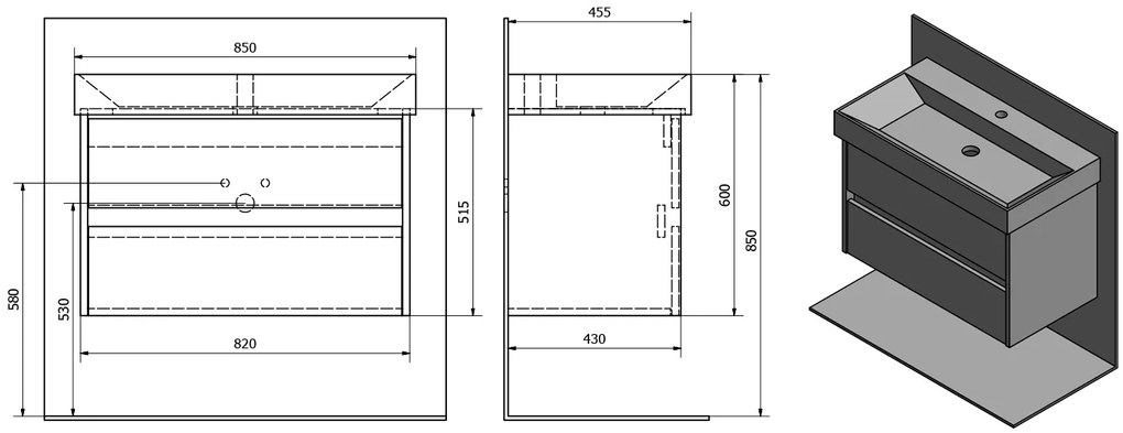Sapho Sapho, NIRONA umývadlová skrinka 82x51,5x43cm, biela (NR085), NR085-3030