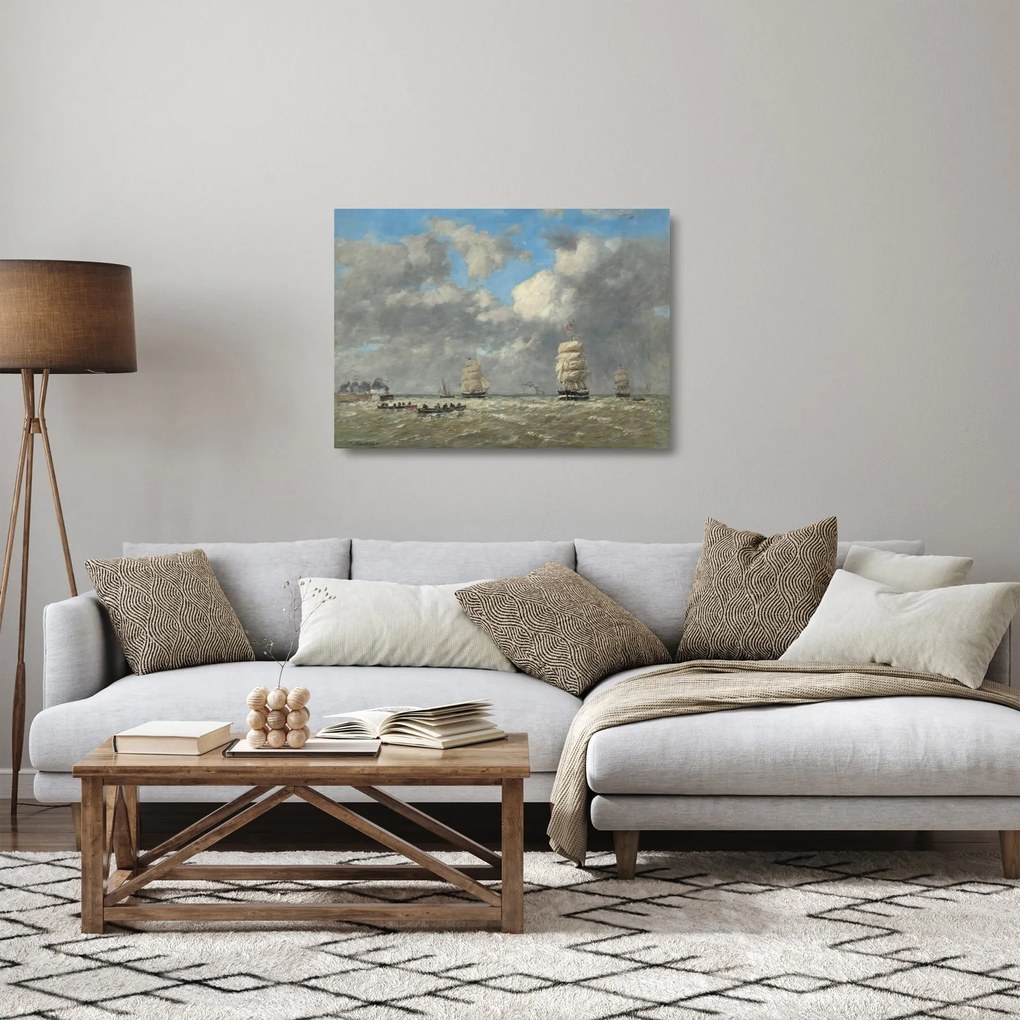 Sklenený obraz - Eugène Boudin, Le Havre, reprodukcia (70x50 cm)