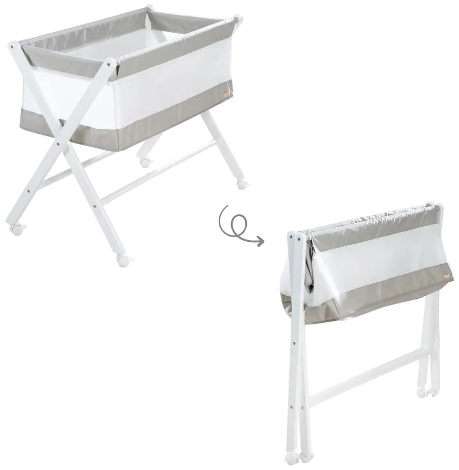 Biela skladacia kolíska na kolieskach 90x45 cm – Roba