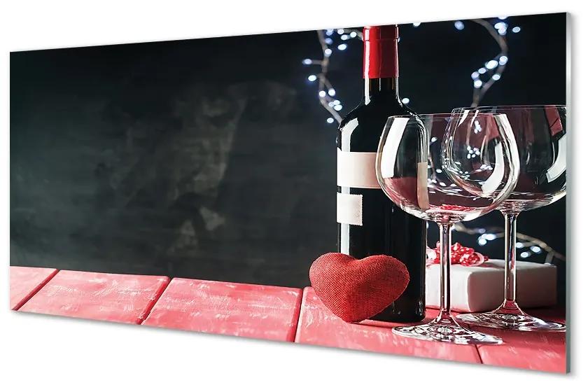 Obraz na skle Heart of glass poháre na víno 100x50 cm
