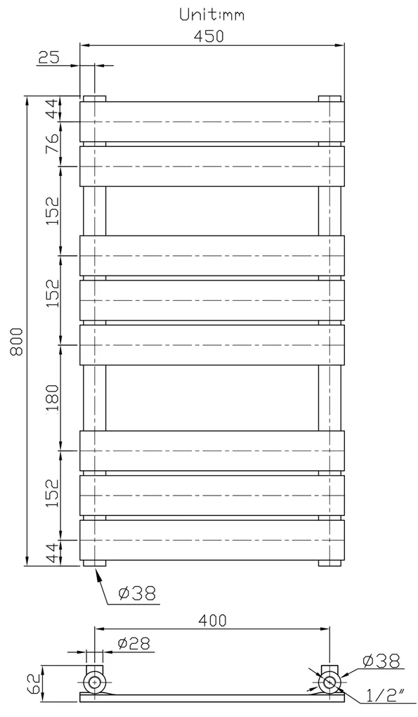 Erga Classic, vykurovacie teleso 800x450 mm, 408W, čierna matná, ERG-LAV-CLAS-120450-BK
