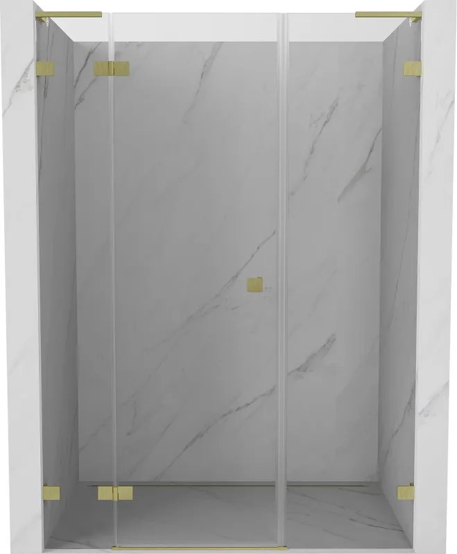 Mexen Lunar L, ľavé otočné sprchové dvere 155 cm, 8mm číre sklo, zlatý matný profil, 834SL-155-050-55-00-L
