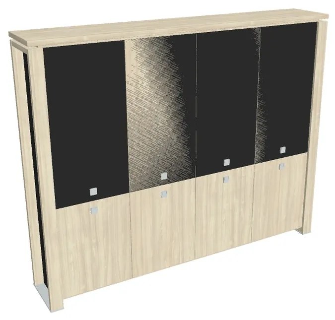 Vysoká skriňa Verno+ S 260 x 46 x 210 cm, kombinované dvere, agát / čierna