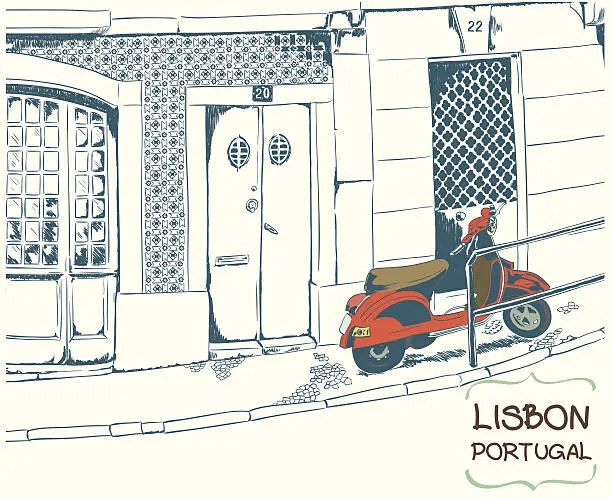 Ilustrácia Lisbon street sketch, tasza_natasha