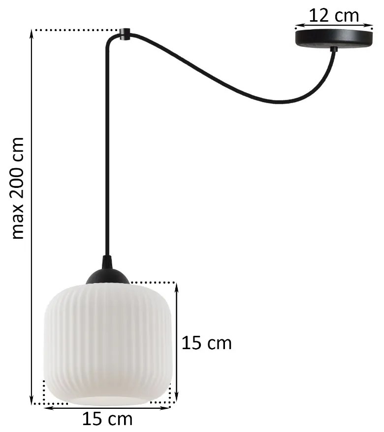 Závesné svietidlo Riffle Spider, 1x biele sklenené tienidlo, b