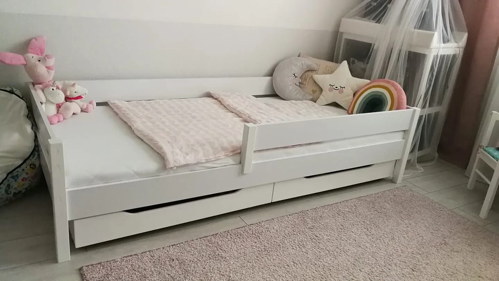 LU Detská posteľ so zábranou Mix - biela Rozmer: 180x80