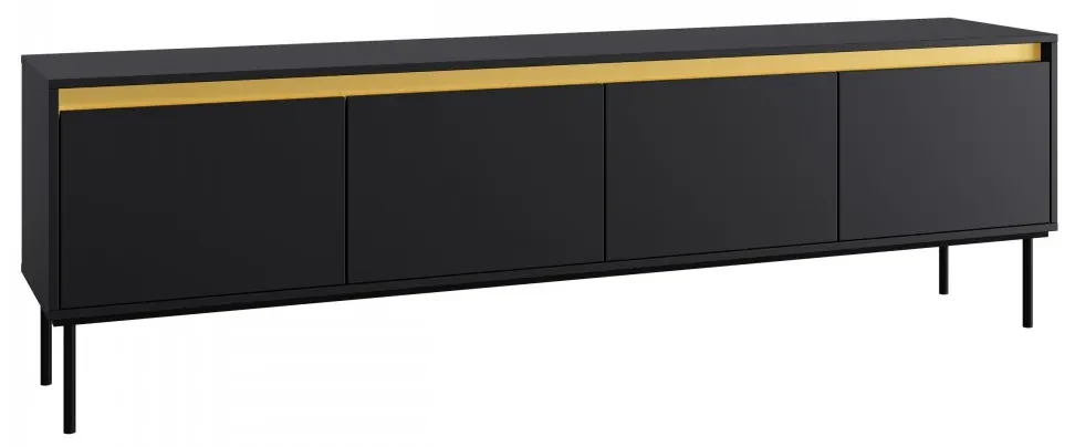 TV stolík/skrinka Gllane 4D, Farby: biela / biela + zlatá