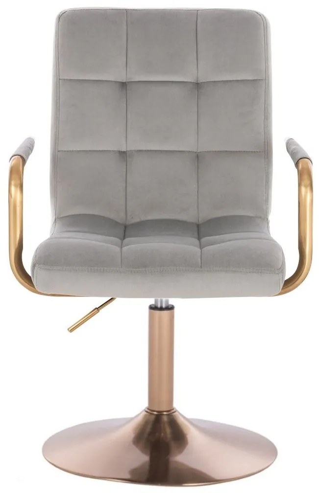 LuxuryForm DESIGN Otočná stolička VERONA GOLD VELUR na zlatom tanieri - svetlosivá