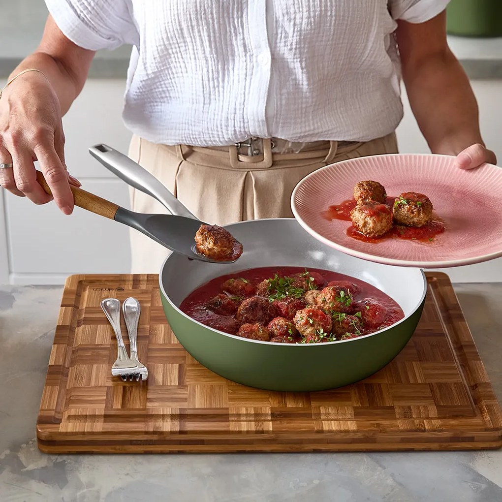 Elmich Nepriľnavá keramická Wok panvica Vital Ø 28 cm - olivovo zelená