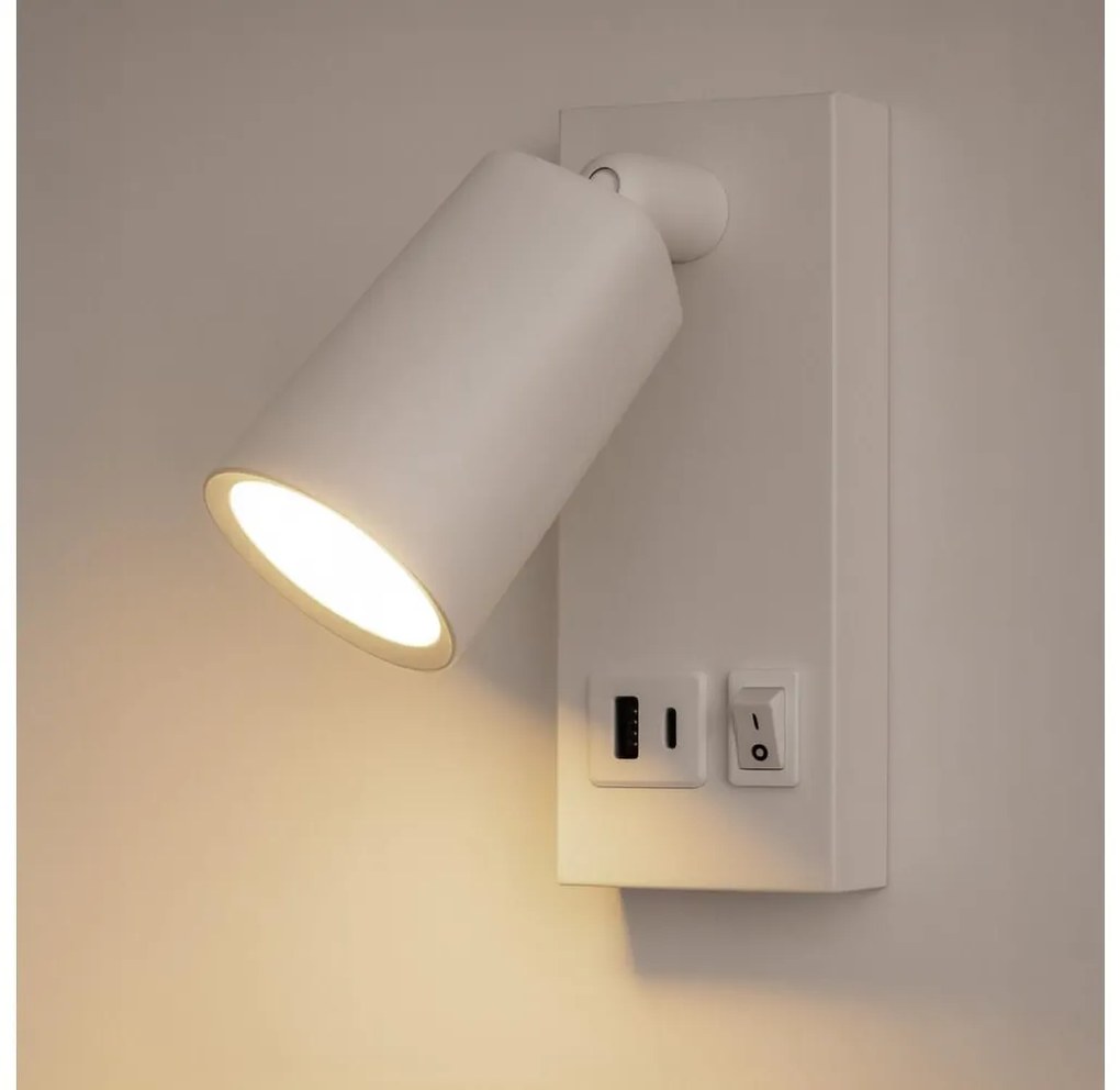 Eurolamp LED Nástenné bodové svietidlo s USB CHARGE LED/5W/230V čierna EU0436