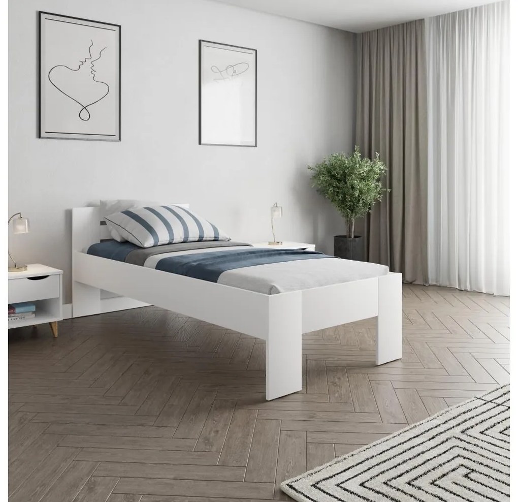 Jednolôžková posteľ 90x200 cm Boyard (biela). Vlastná spoľahlivá doprava až k Vám domov. 1119502