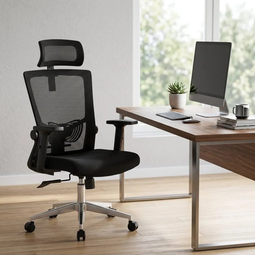 Kancelárska ergonomická stolička Neoseat NOVELO — sieť / látka, čierna, nosnosť 150 kg