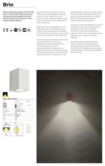 Redo 90528 - LED Vonkajšie nástenné svietidlo BRIO LED/6W/230V 3000K IP54 hnedá