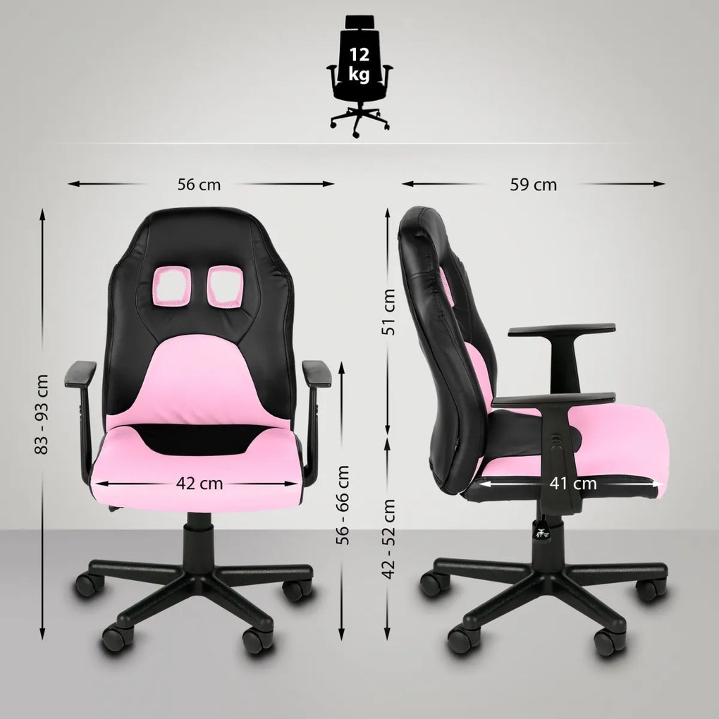 Detská kancelárska stolička Fun - Ružová