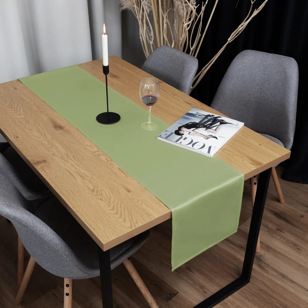 Biante Saténový behúň na stôl polyesterový Satén LUX-051 Olivovo zelený 35x180 cm