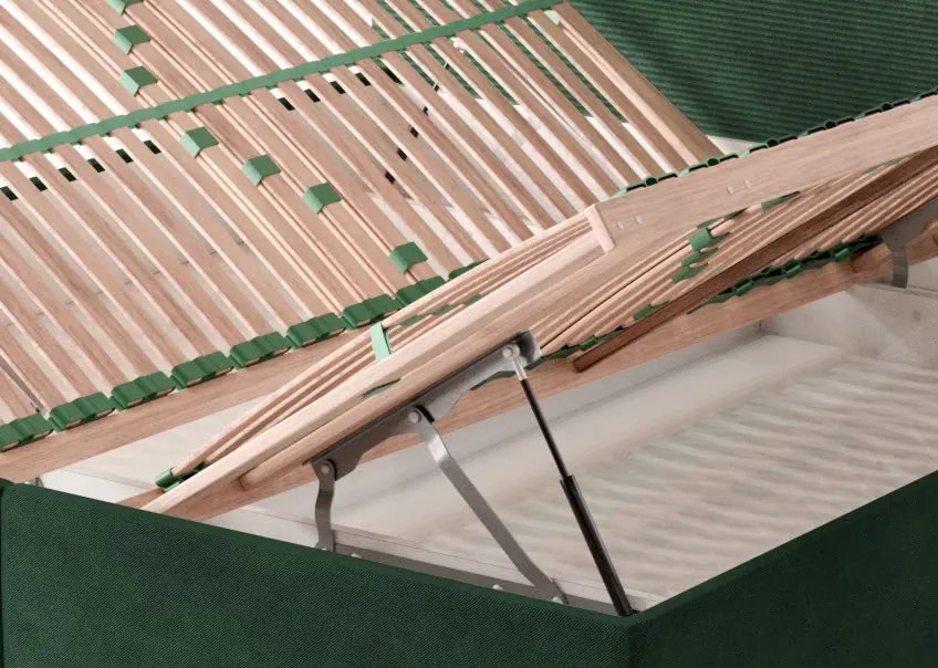 Posteľ s roštmi Stephano 180x200 cm, zelená štrukturovaná látka