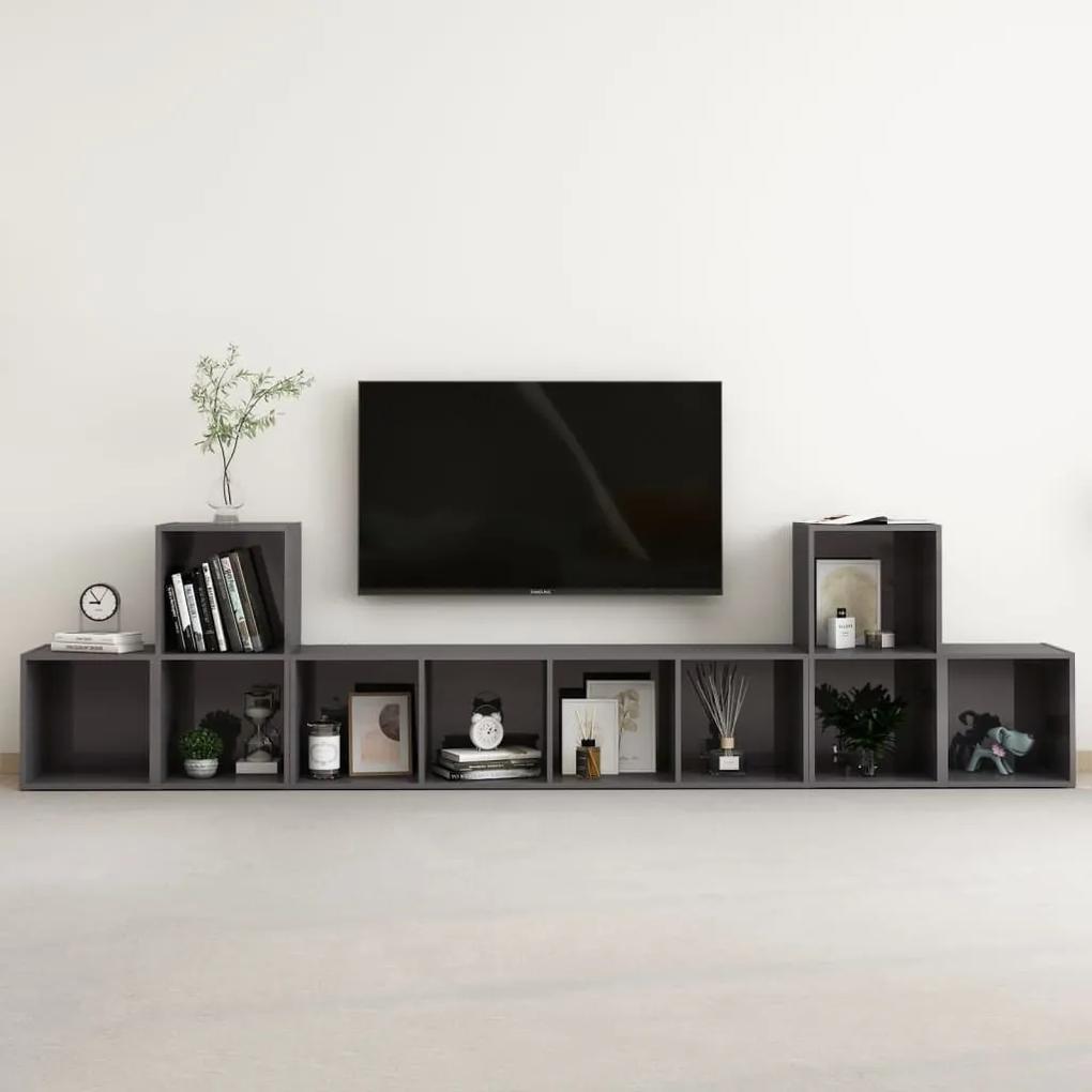 5-dielna súprava TV skriniek vysokolesklá sivá drevotrieska 3080014