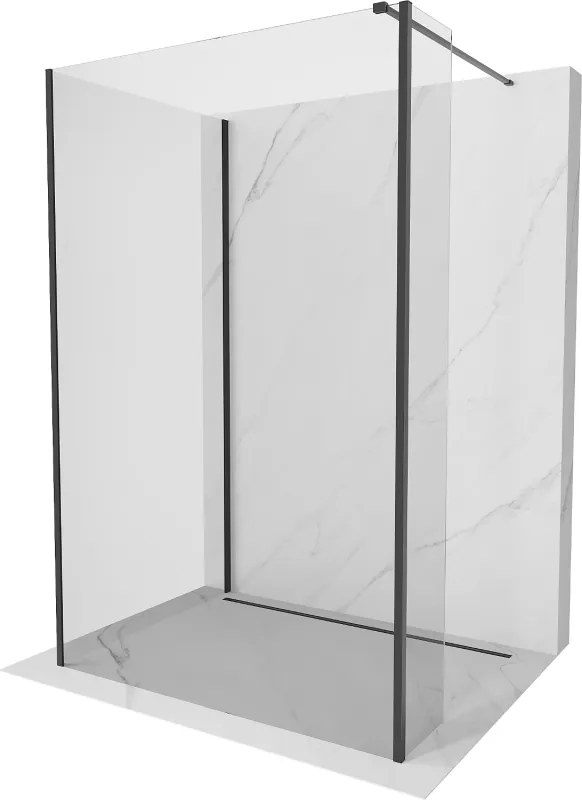 Mexen Kioto sprchová stena Walk-in 135 x 80 x 40 cm, transparentná, čierna - 800-135-080-221-70-00-040