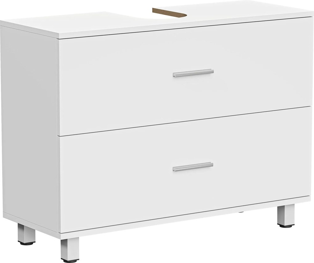 HOMCOM skrinka pod umývadlo s 2 zásuvkami, moderná biela, pre umývadlá bez piedestalu — 80 × 30 × 60 cm | Aosom