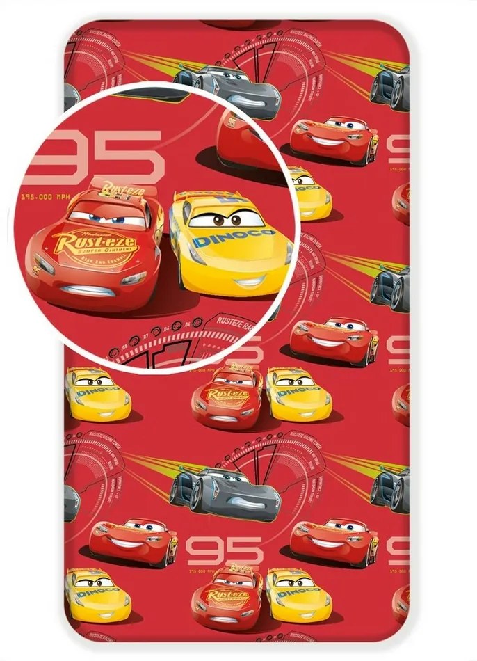 Jerry Fabrics Detské bavlnené prestieradlo Cars red 02, 90 x 200 cm