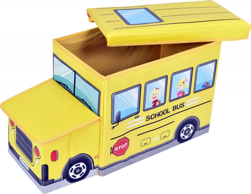Skladací taburet / kôš na hračky Školský autobus