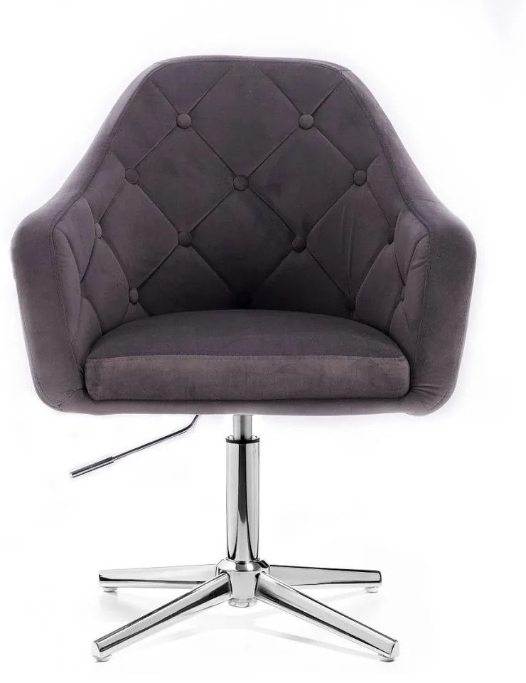 LuxuryForm DESIGN Kreslo ANDORA VELUR na striebornom kríži - tmavo šedé