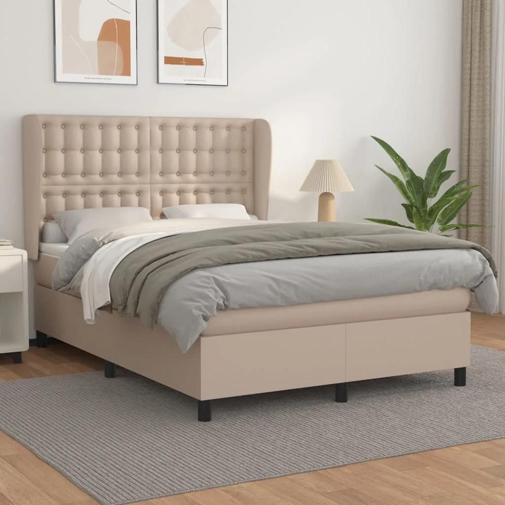 Boxspring posteľ s matracom kapučínová 140x200 cm umelá koža 3129038