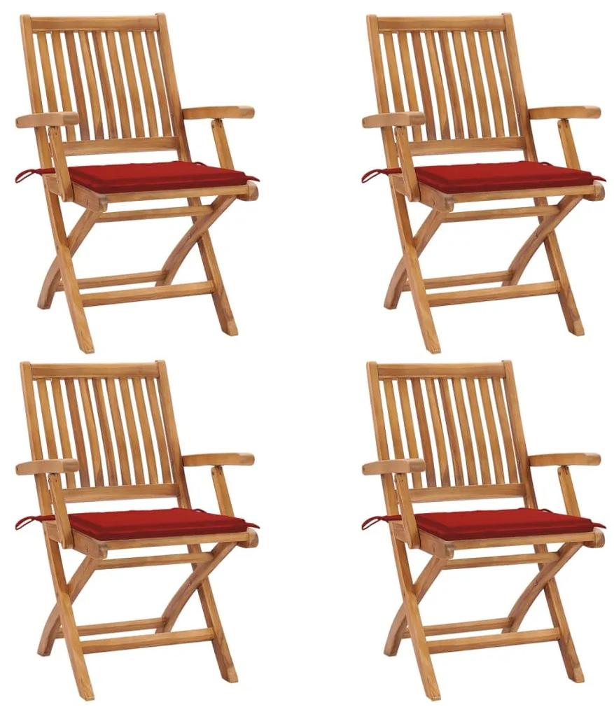 Skladacie záhradné stoličky s podložkami 4 ks tíkový masív 3072729