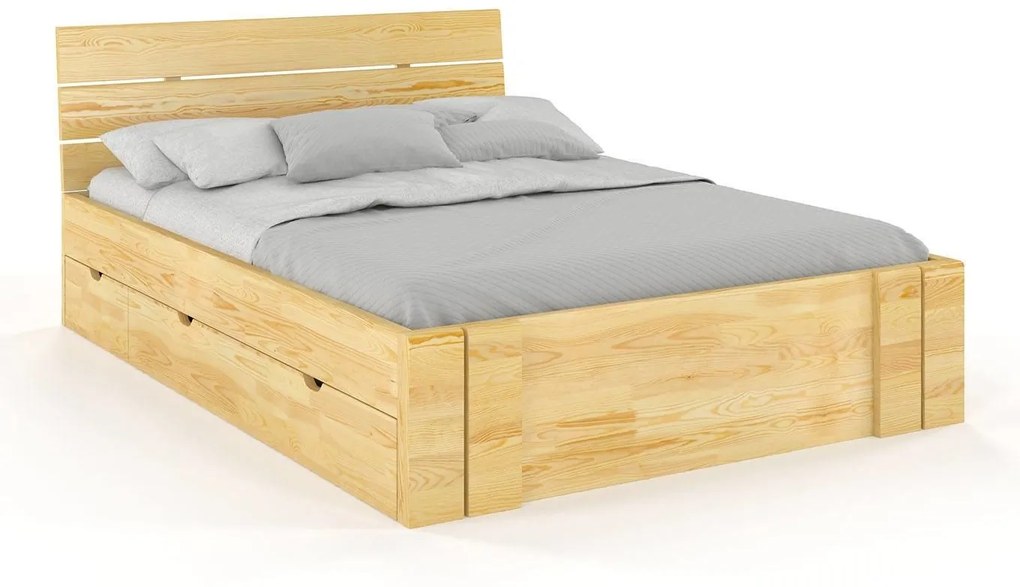 drevko Masívna posteľ Arhus z borovice s úložným priestorom - prírodná Rozmer postele: 120 x 200 cm