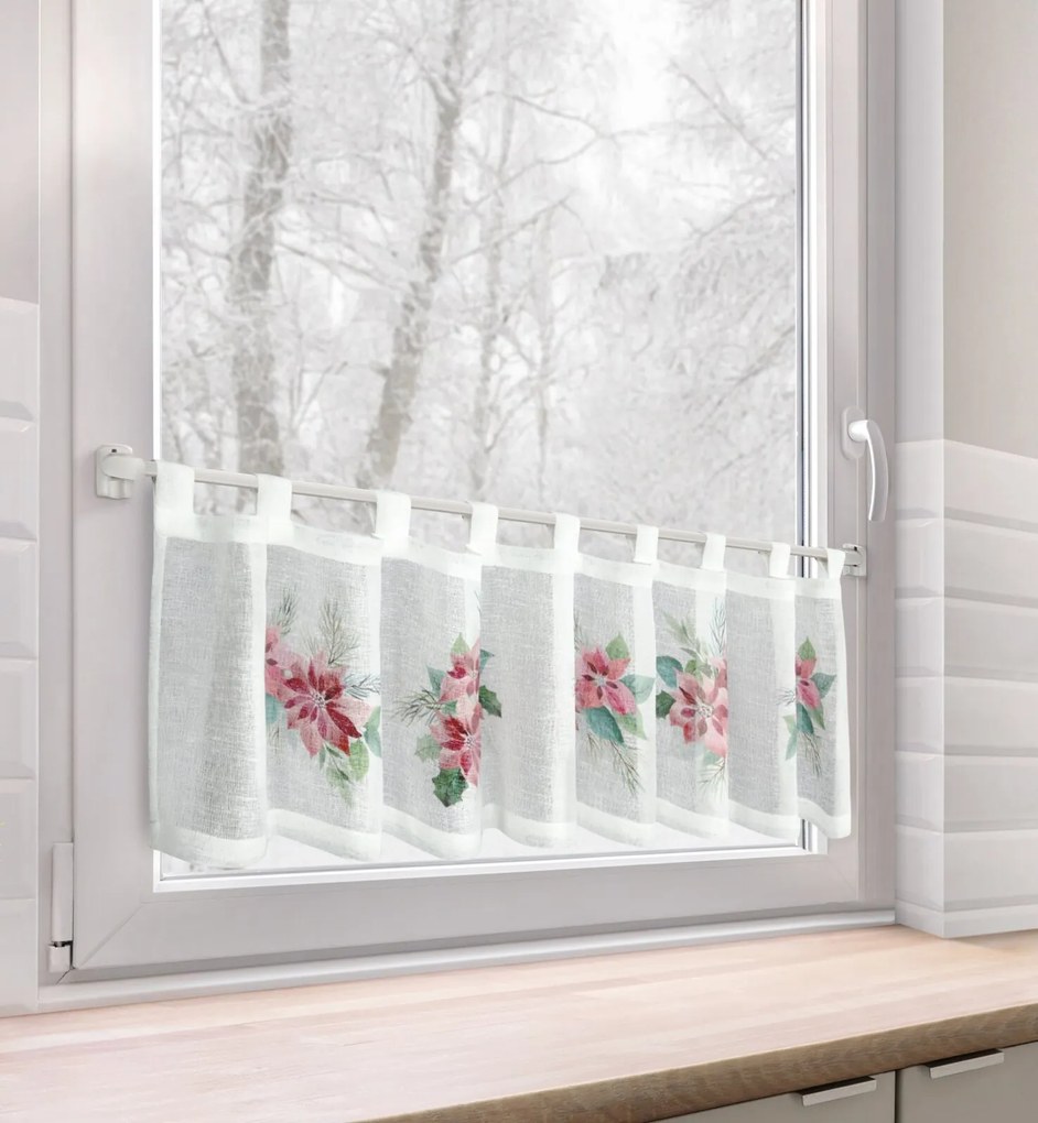 KRÁTKA VIANOČNÁ ZÁCLONA NA PÚTKACH XMAS3 30X150 CM VZOROVANÁ