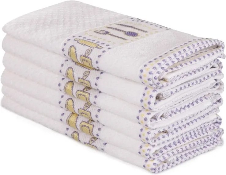 Sada 6 béžových bavlnených uterákov Beyaz Cantajo, 30 × 50 cm