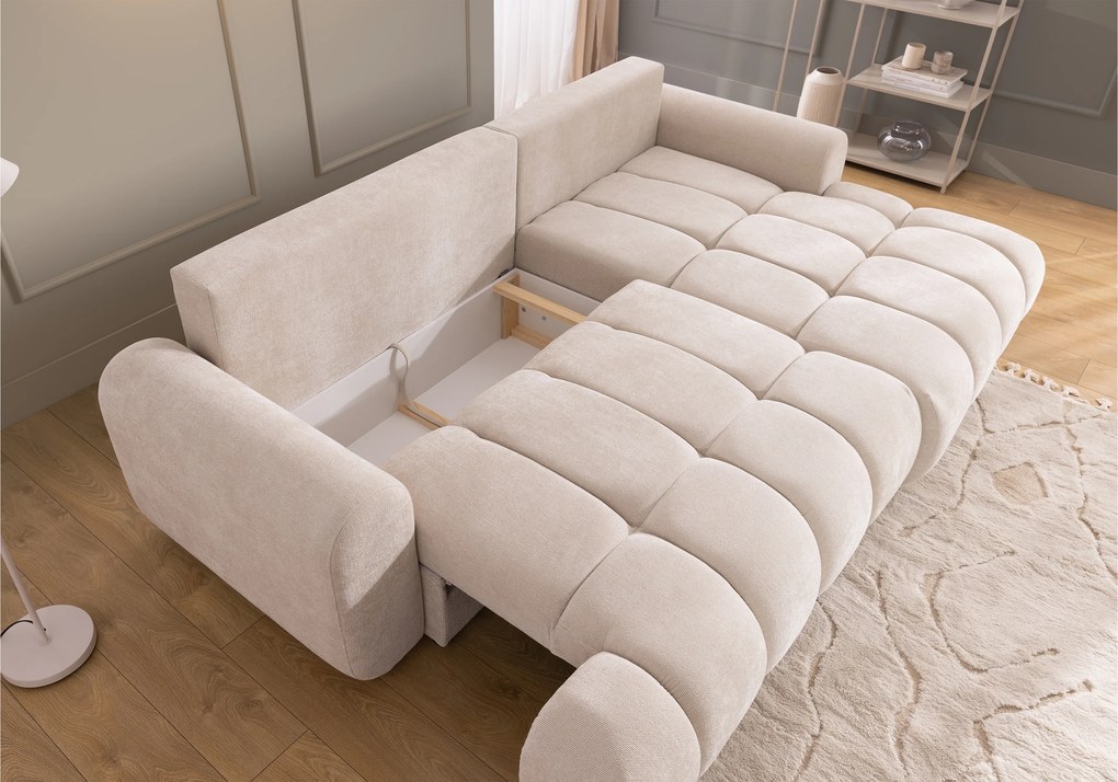 Rozkladacia rohová sedačka Lutario Mini pravá - béžová hydrofóbna pletenina Venice 2026