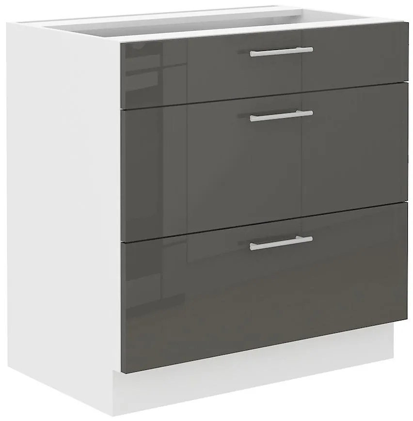 Kuchynská skrinka Lara 80d 3s Bb Mdf Šedá lesk