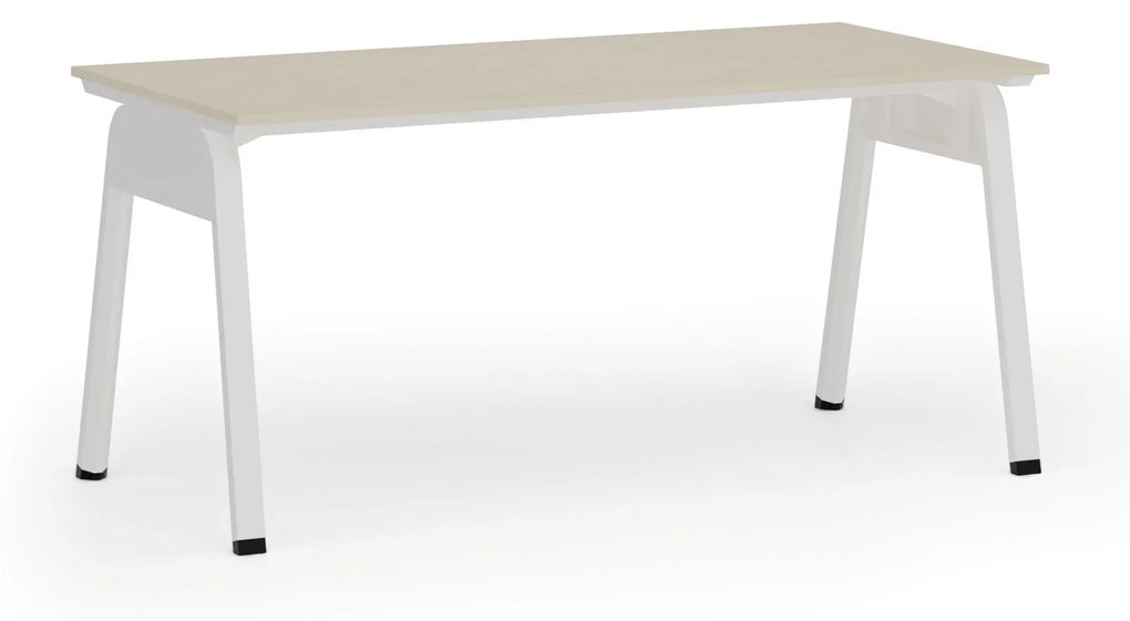 Kancelársky stôl PRIMO GAMMA, 1600 x 800 mm, biela podnož, breza