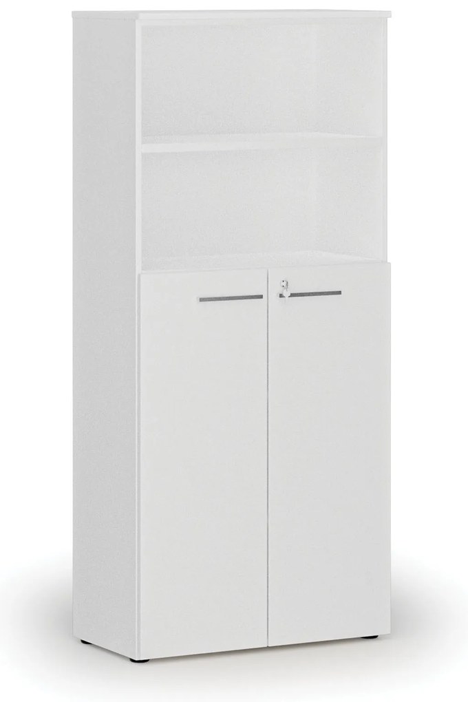 Kombinovaná kancelárska skriňa PRIMO WHITE, dvere na 3 poschodia, 800 x 420 x 1781 mm, biela