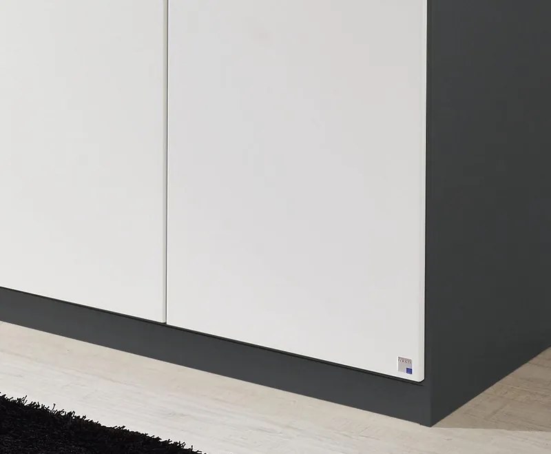 Šatníková skriňa Landsberg, šedá/bílá