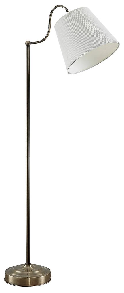 Lindby Christer stojaca lampa, mosadz, krém 150 cm