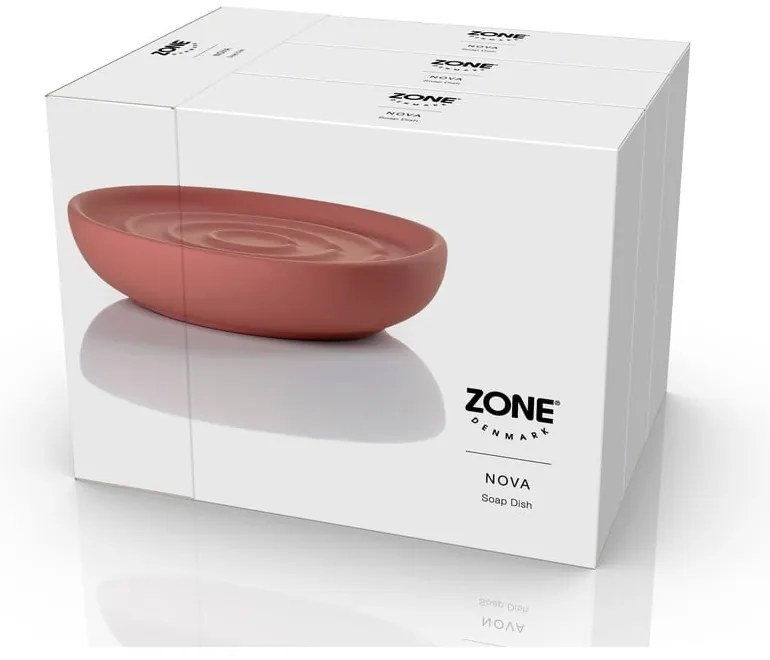 Svetločervená porcelánová nádobka na mydlo Nova – Zone