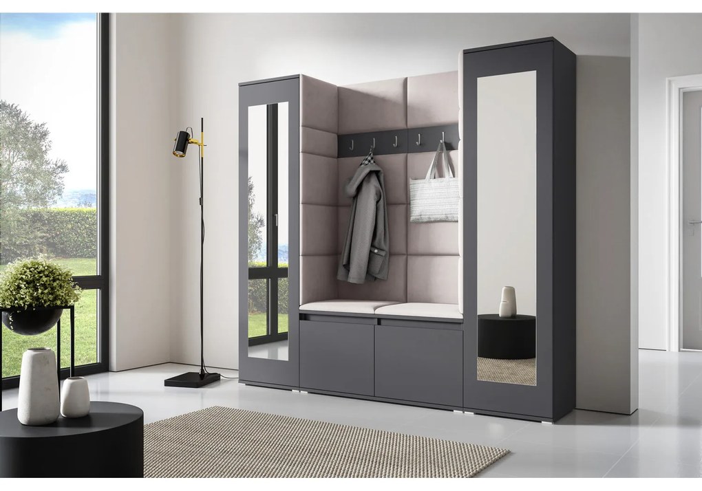 Predsieňová stena AMI 31 Bez zrkadla Dub artisan + čierna Námornícka modrá