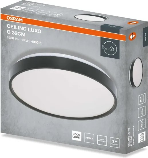 Osram - LED stropné svietidlo CEILING LUXO LED/18W/230V pr. 32 cm čierne