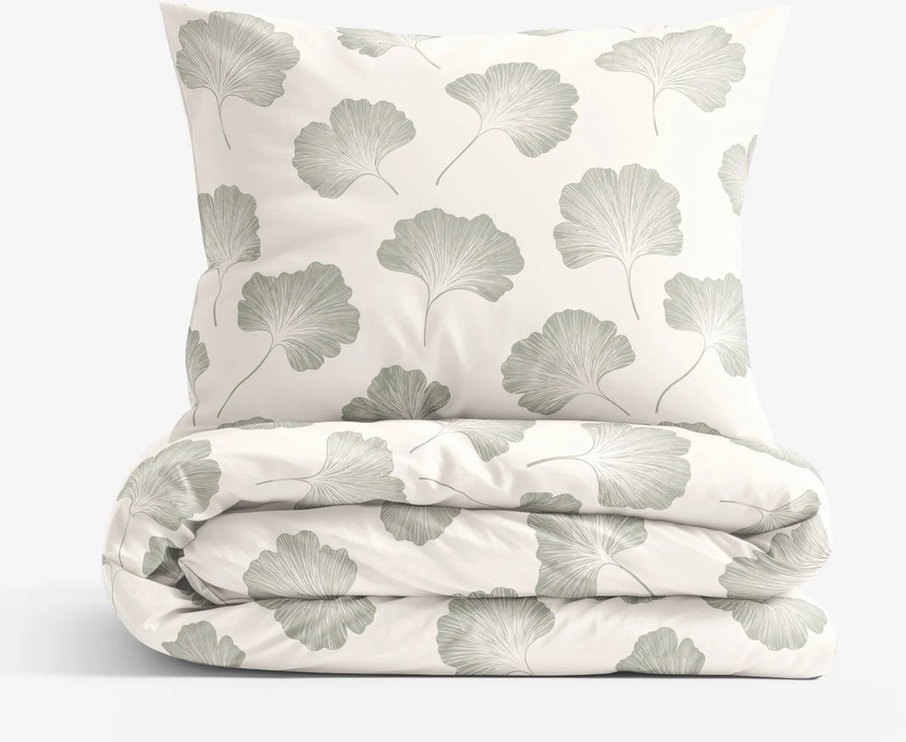 Goldea bavlnené posteľné obliečky - listy ginkga 140 x 200 a 70 x 90 cm