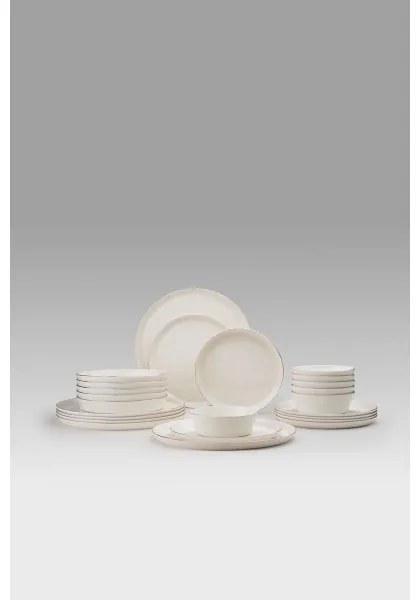 Jedálna súprava 24 ks biela/zlatá/porcelán