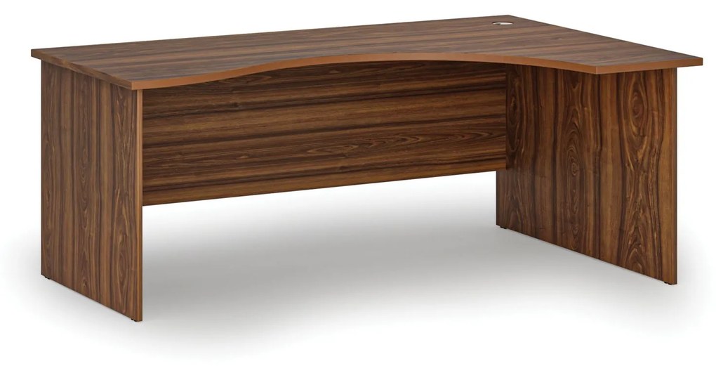 Ergonomický kancelársky pracovný stôl PRIMO WOOD, 1800 x 1200 mm, pravý, orech