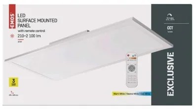 EMOS Stmievateľný LED PANEL EXCLUSIVE, 25W, teplá-studená biela, 30x60cm, hranatý