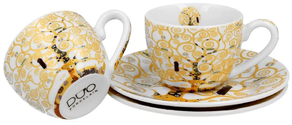Duo Porcelánová šálka s podšálkou Klimt Ecru Tree Of Life 90 ml sada 2ks