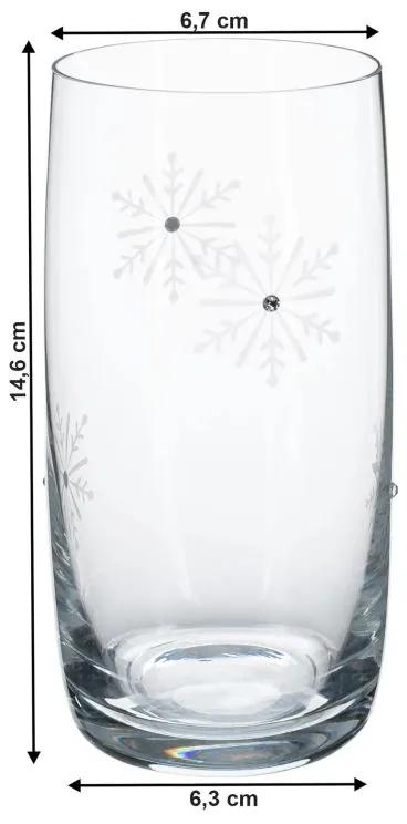 Kondela SNOWFLAKE DRINK, poháre na vodu, set 4 ks, s kryštálmi, 460 ml